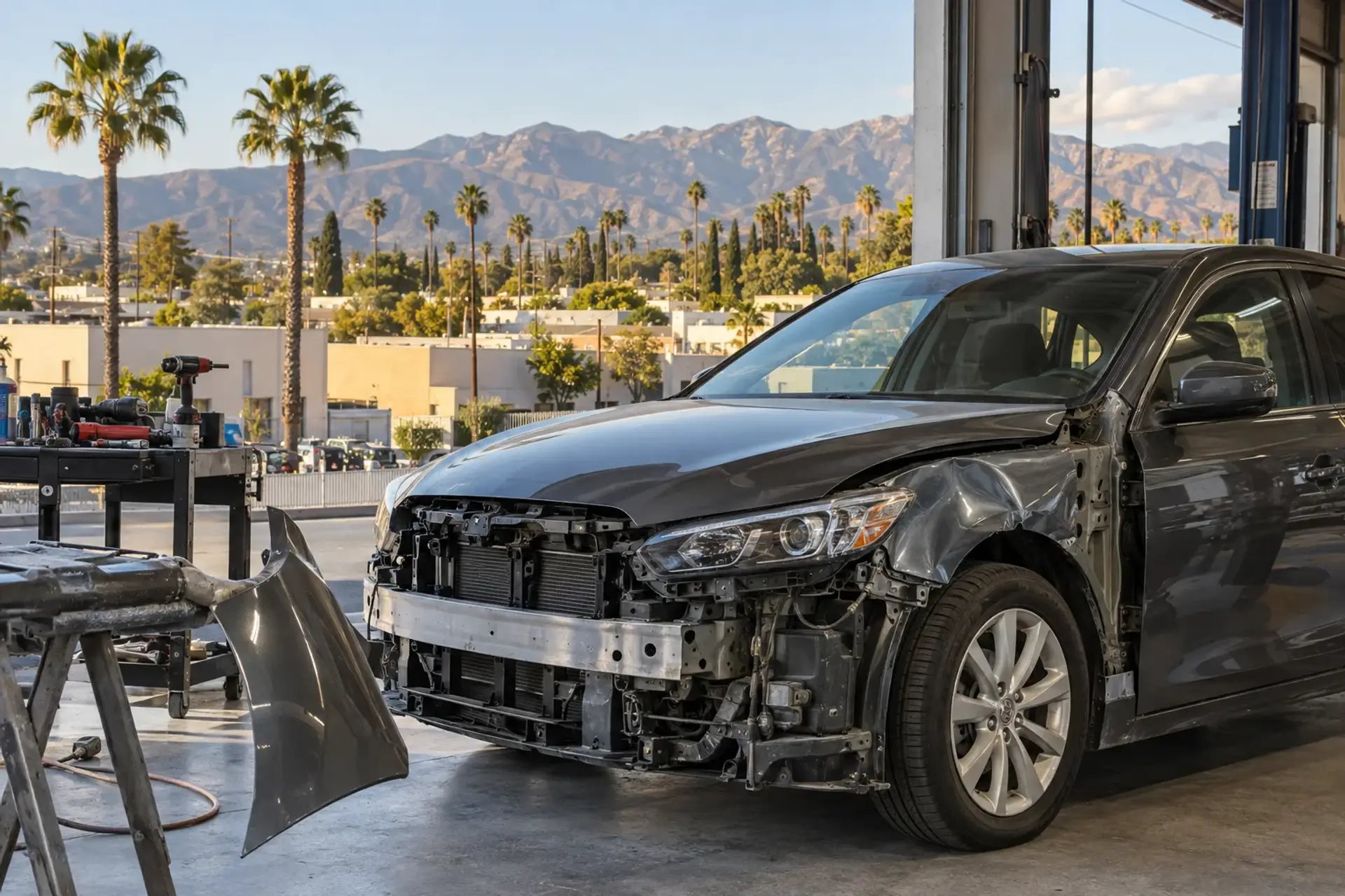Collision Repair being performed at On Point Auto Body in Valley Glen, CA